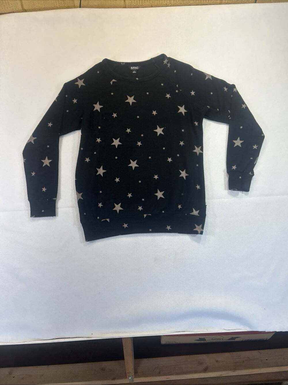 Buffalo David Bitton Black Crewneck Sweater with Silver Stars Sm